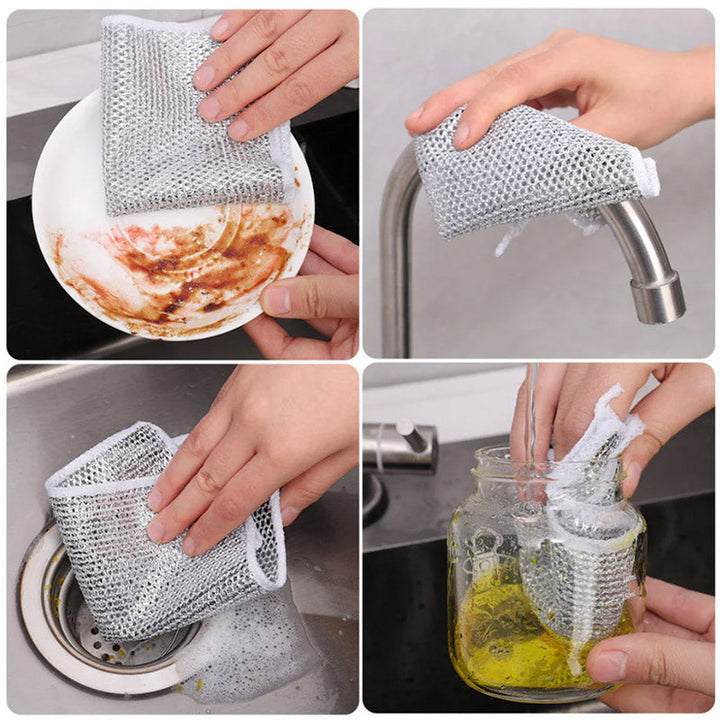 Wire Dishwashing Rags For Wet & Dry Pack of 5 Stornfield