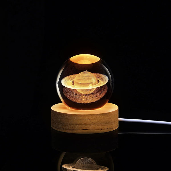 Crystal Ball with Wooden Base Light Stornfield