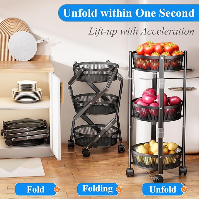 3 Tier Foldable Iron Storage Rack Stornfield