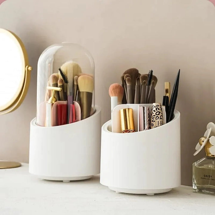 360 Degree Rotating Makeup Brush Holders Dustproof Cosmetic Brushes Storage Case Makeup Organizer with Lid Stornfield