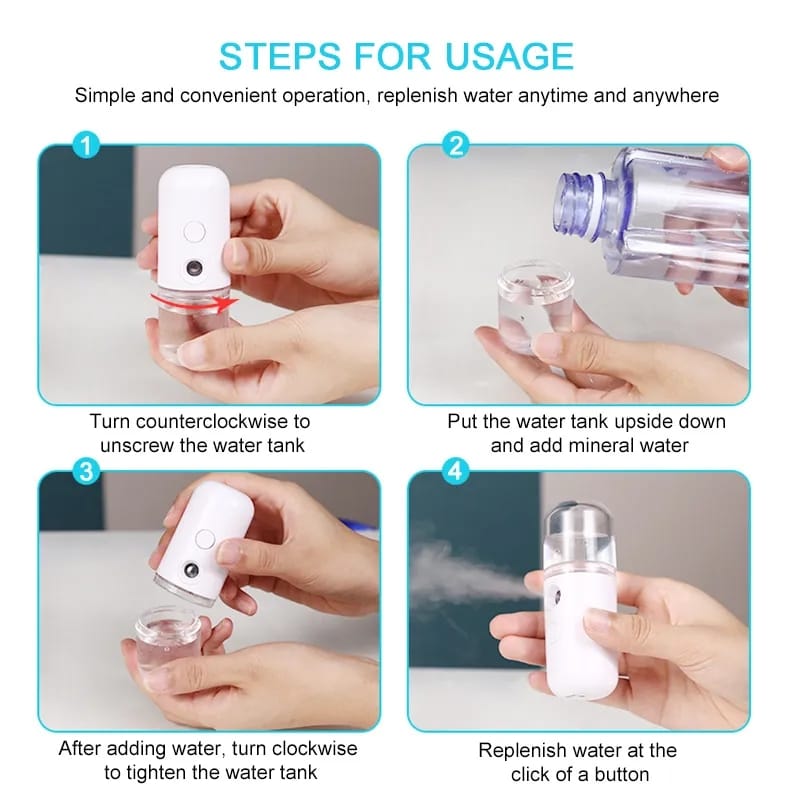 Face Humidifier Streamer, Mini USB Sprayer, Body Facial Spray Stornfield