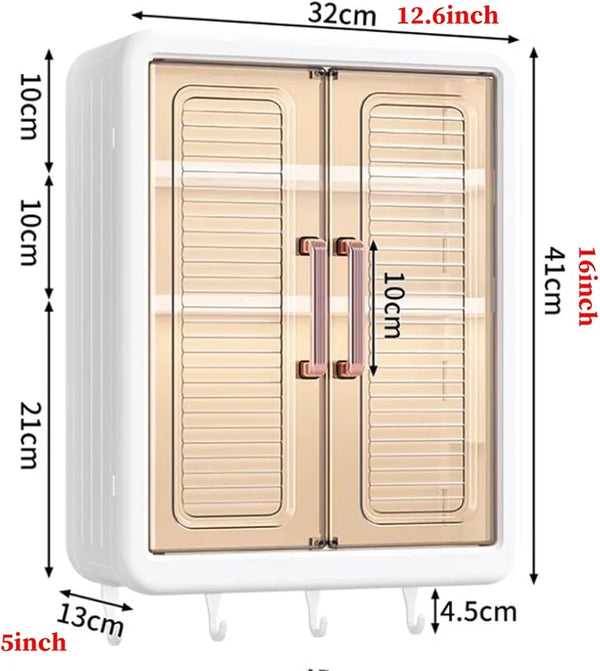 Wall Mounted Storage Cabinet - 3-Layer Punch-Free Organizer Rack Stornfield