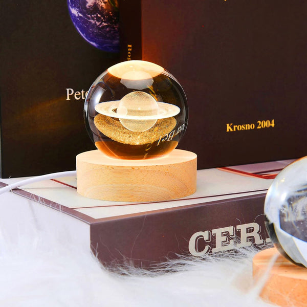 Crystal Ball with Wooden Base Light Stornfield
