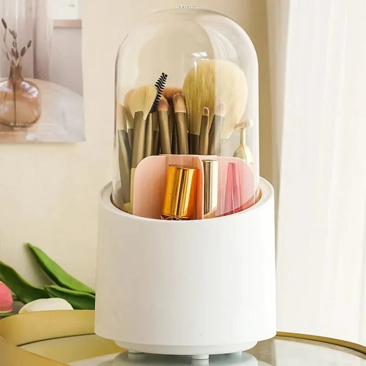 360 Degree Rotating Makeup Brush Holders Dustproof Cosmetic Brushes Storage Case Makeup Organizer with Lid Stornfield
