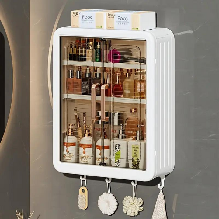 Wall Mounted Storage Cabinet - 3-Layer Punch-Free Organizer Rack Stornfield