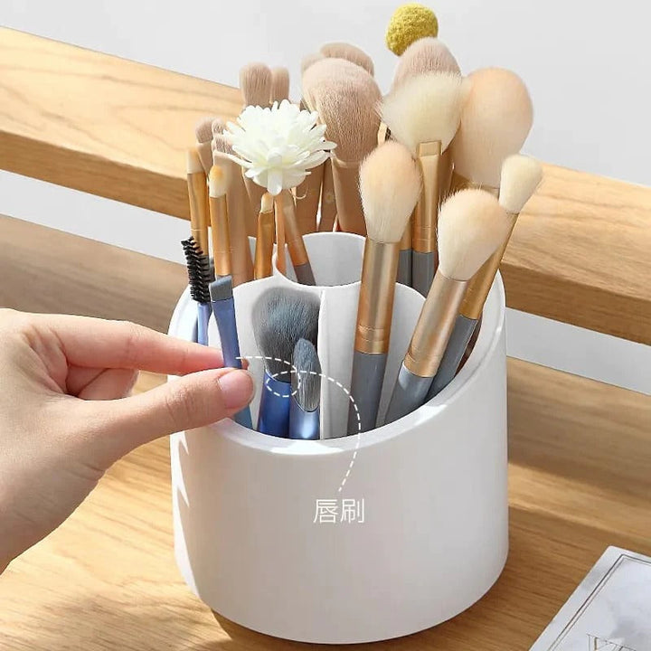360 Degree Rotating Makeup Brush Holders Dustproof Cosmetic Brushes Storage Case Makeup Organizer with Lid Stornfield