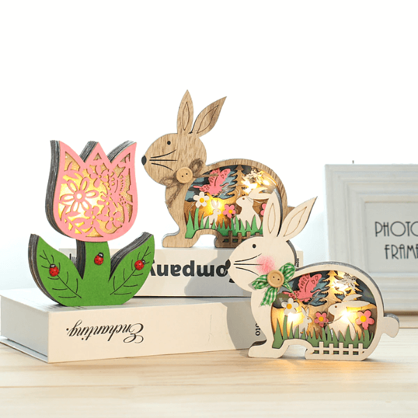 Wooden Easter Decoration with LED Light | Stornfield