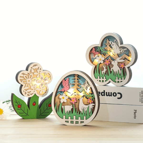 Wooden Easter Decoration with LED Light | Stornfield