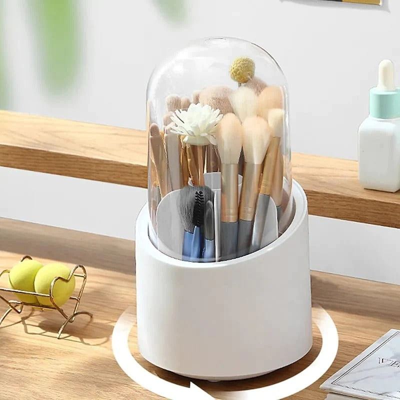 360 Degree Rotating Makeup Brush Holders Dustproof Cosmetic Brushes Storage Case Makeup Organizer with Lid Stornfield
