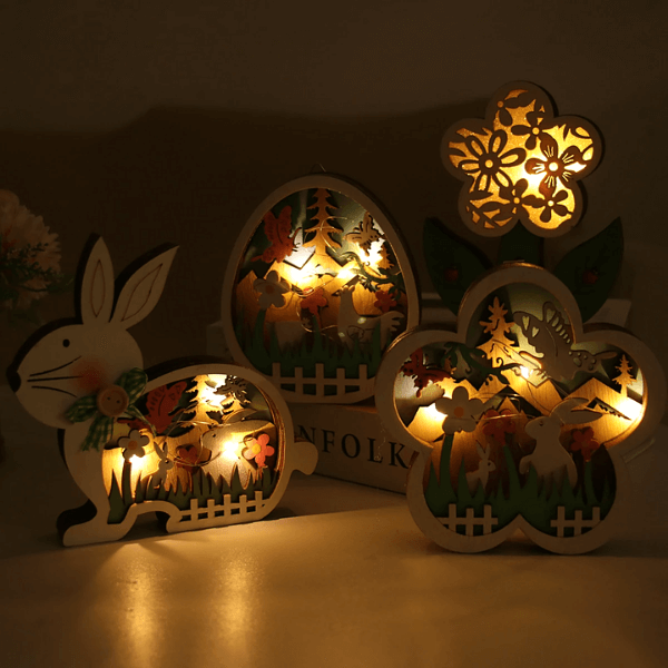 Wooden Easter Decoration with LED Light | Stornfield