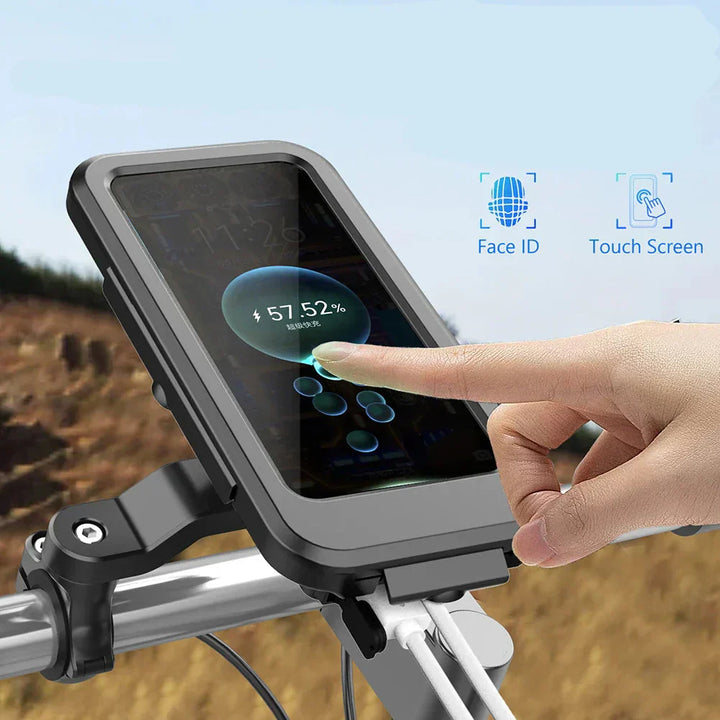 RideCharge Pro – Waterproof Phone Holder with USB and 15W Wireless Charging for Bicycle and E-Bike | Stornfield