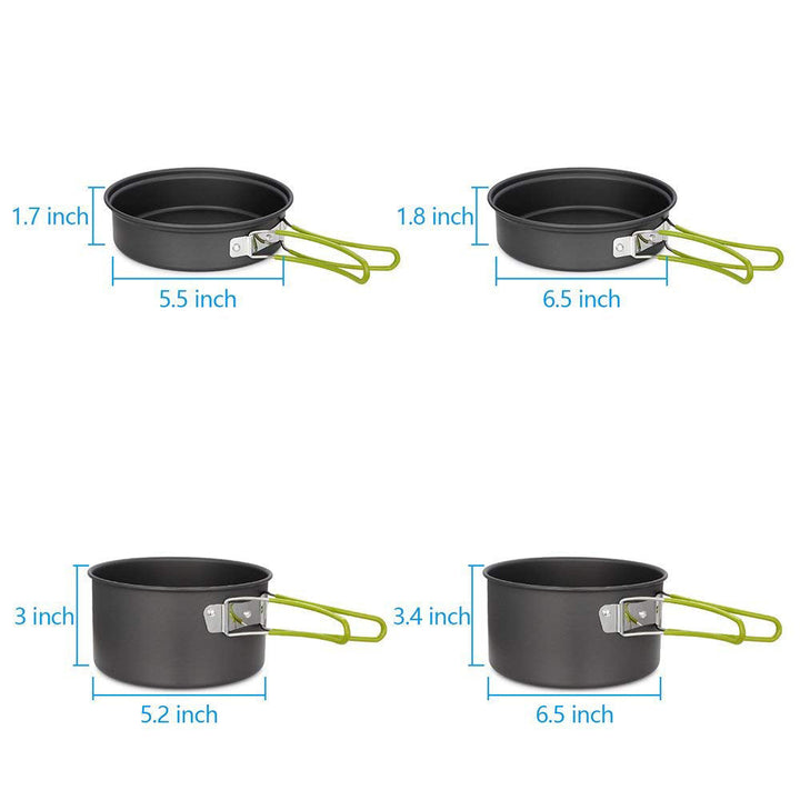 lightweight nonstick nesting camping cookware set with folding heat-resistant silicone handles and compact storage Stornfield