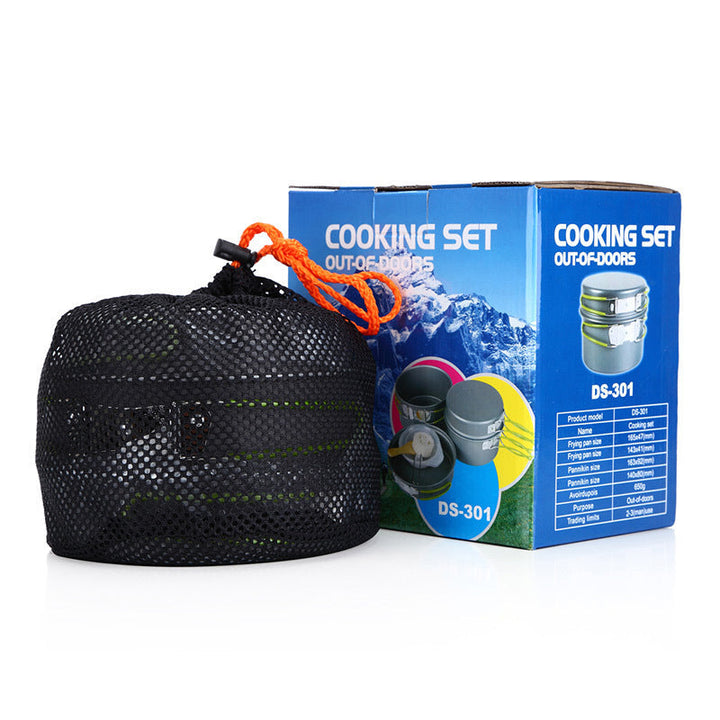 lightweight nonstick nesting camping cookware set with folding heat-resistant silicone handles and compact storage Stornfield