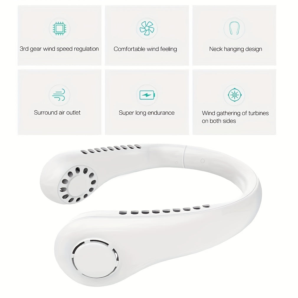 1Pc New Mini Neck Fan Portable Bladeless Hanging Neck Rechargeable Air Cooler 3 Speed Mini Summer Sports Fans | Stornfield