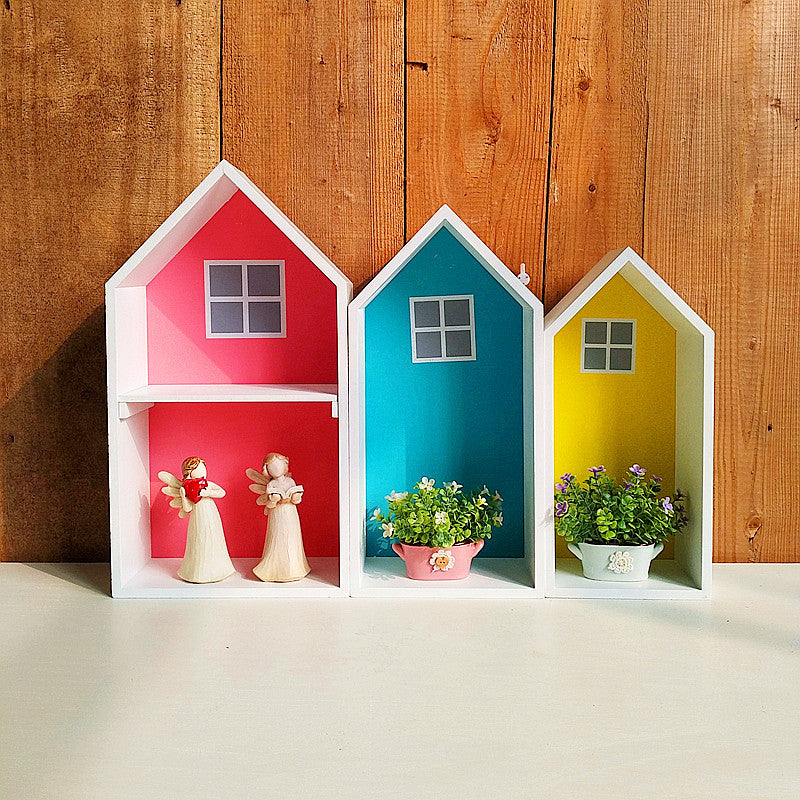 Decorative Multi-Compartment House-Shaped Shelf