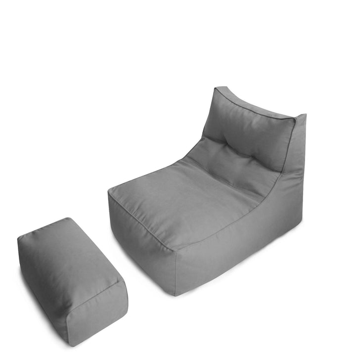 Comfortable lounge bean bag with ergonomic backrest and separate footstool