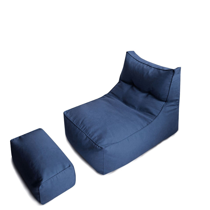 Comfortable lounge bean bag with ergonomic backrest and separate footstool
