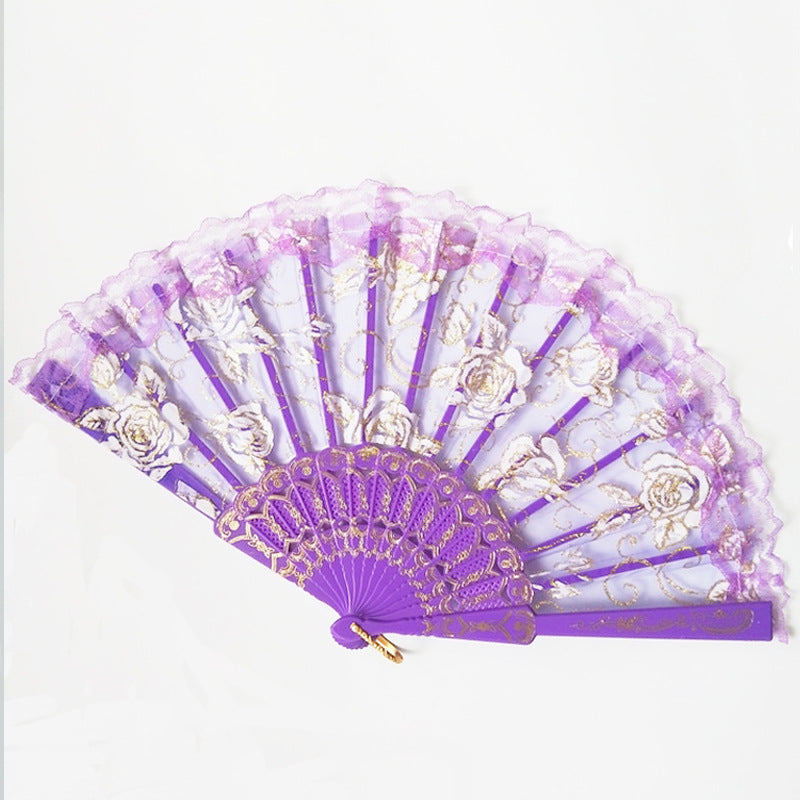 Women decorative fan with floral lace motifs Stornfield