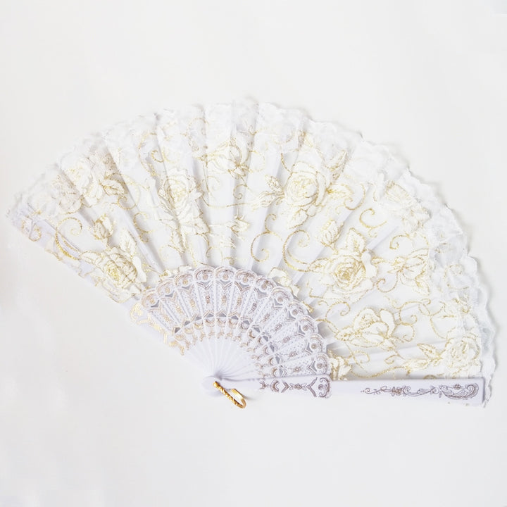 Women decorative fan with floral lace motifs Stornfield