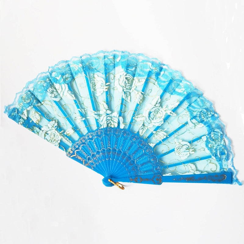 Ladies decorative hand fan with floral lace pattern Stornfield