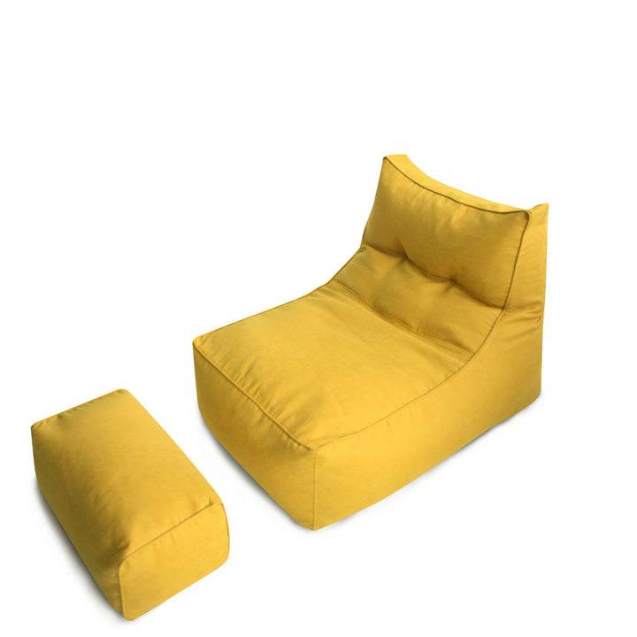 Comfortable lounge bean bag with ergonomic backrest and separate footstool