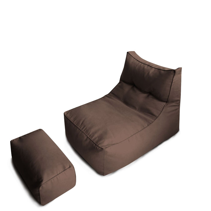Comfortable lounge bean bag with ergonomic backrest and separate footstool