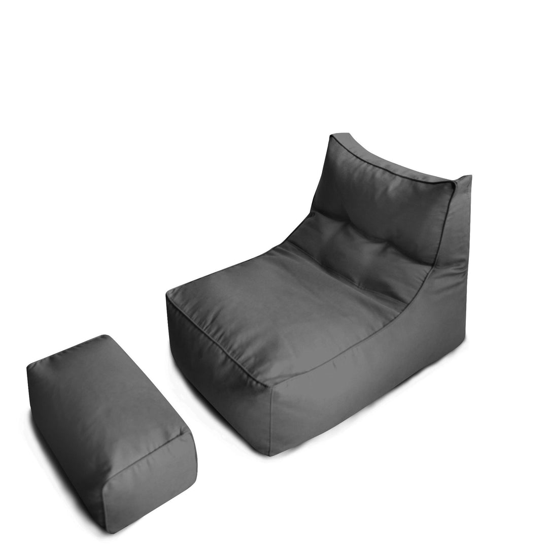 Comfortable lounge bean bag with ergonomic backrest and separate footstool