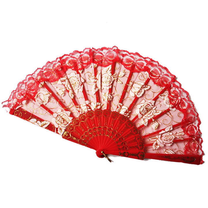 Ladies elegant lace fan with floral embellishments Stornfield
