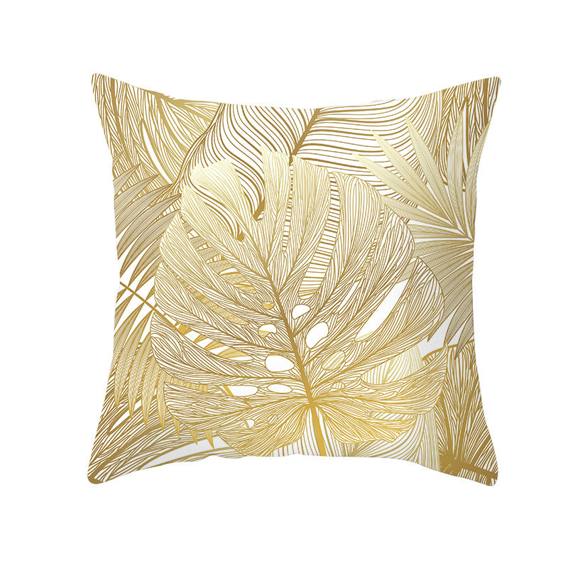Square Decorative Throw Pillow Cover with Botanical Vein Floral Print and Concealed Zipper