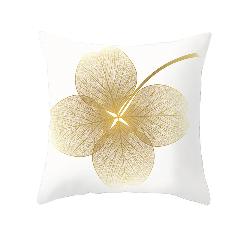 Square Decorative Throw Pillow Cover with Botanical Vein Floral Print and Concealed Zipper