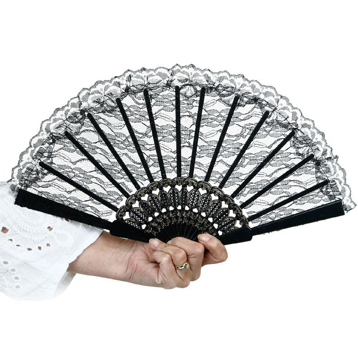 Women's fan made of fine lace with elegant gold embellishment Stornfield