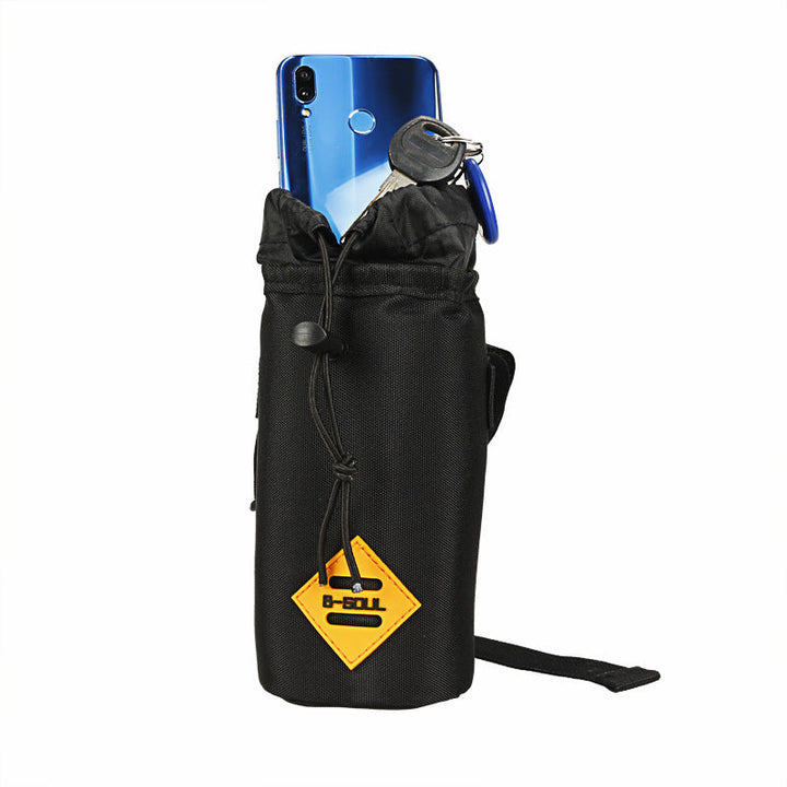 durable waterproof handlebar storage pouch with drawstring closure and reflective safety patch Stornfield