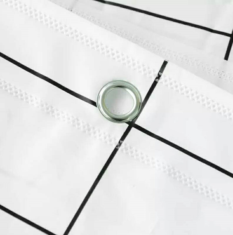 Minimalist Grid Pattern Shower Curtain Stornfield