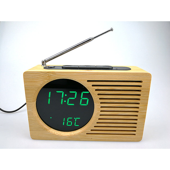 Digital wooden alarm clock with temperature display Stornfield