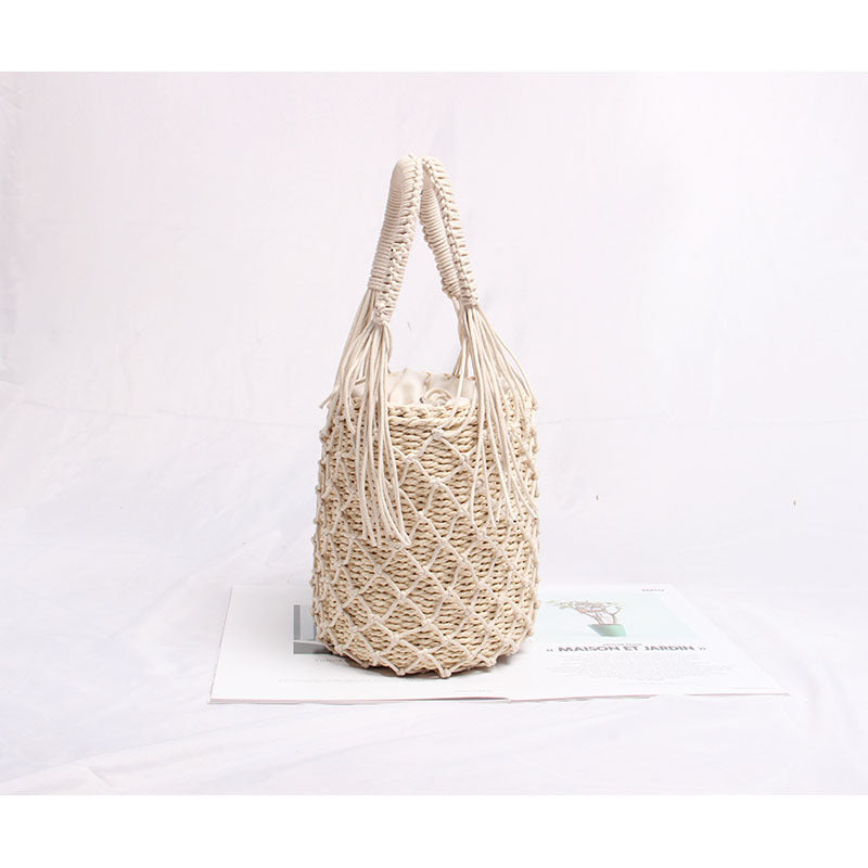 Braided Macrame Shoulder Bag with Decorative Fringe Stornfield