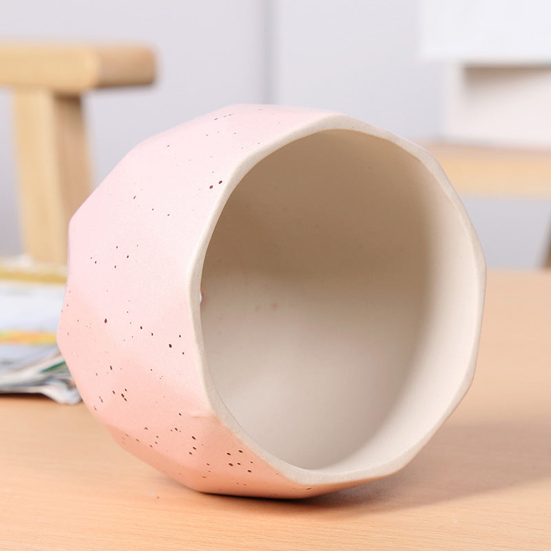 Textured Geometric Ceramic Plant Pot Stornfeild