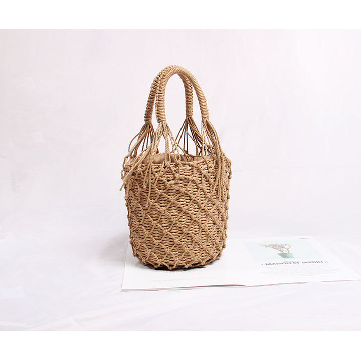 Braided Macrame Shoulder Bag with Decorative Fringe Stornfield