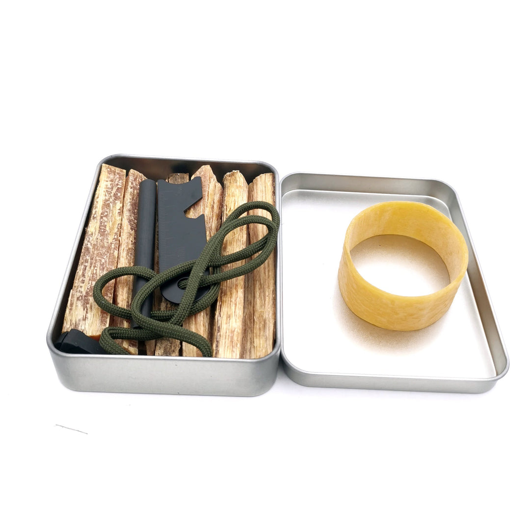 compact emergency fire starter kit with ferrocerium rod striker waxed tinder sticks and lightweight metal storage tin Stornfield