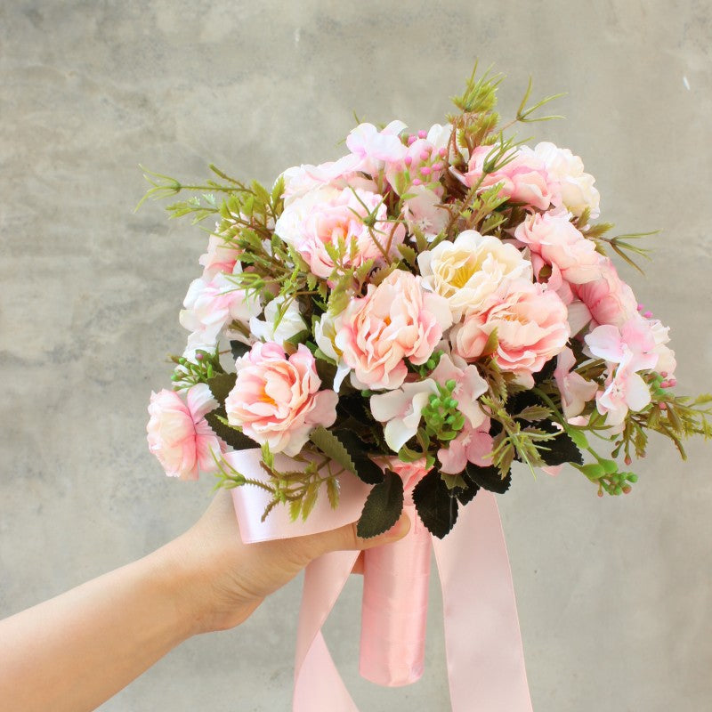 Lifelike Floral Bouquet with Silk Flowers