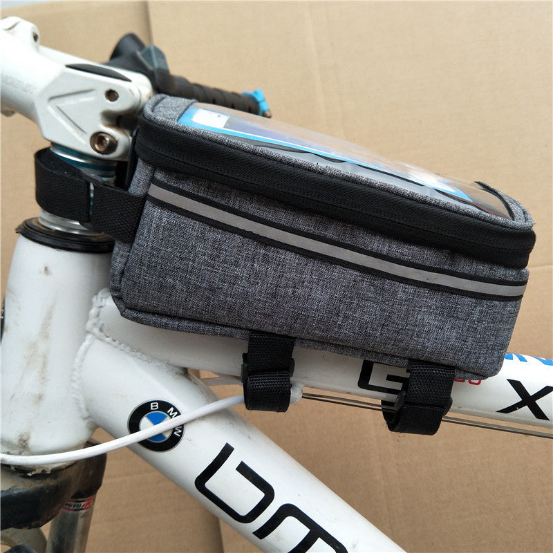 touchscreen top tube bike bag with waterproof compartment and reflective strip Stornfield