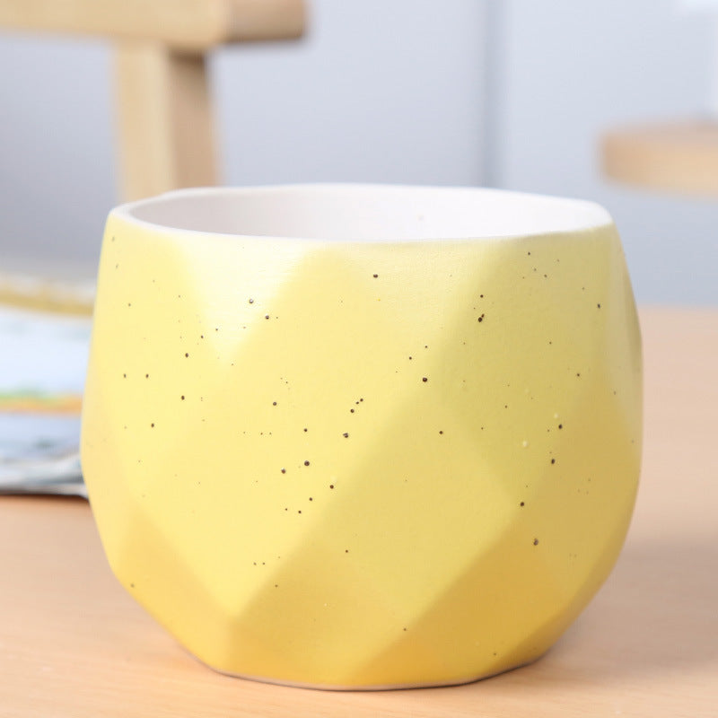 Textured Geometric Ceramic Plant Pot Stornfeild