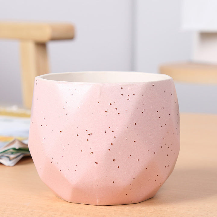 Textured Geometric Ceramic Plant Pot Stornfeild