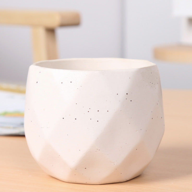 Textured Geometric Ceramic Plant Pot Stornfeild