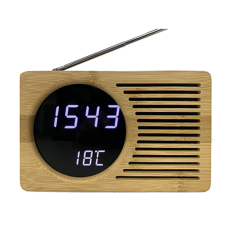 Digital wooden alarm clock with temperature display Stornfield