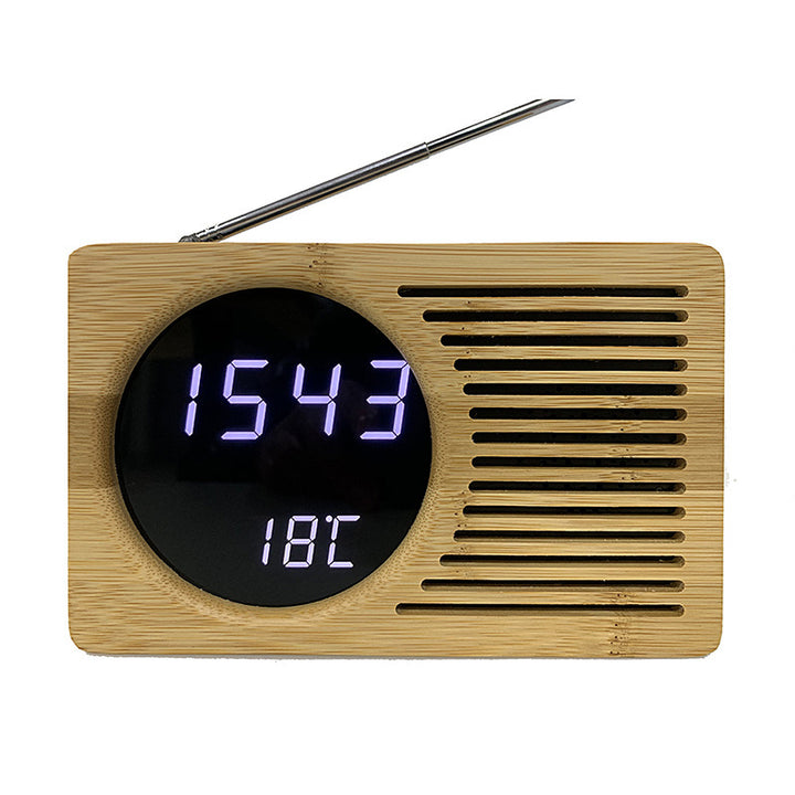 Digital wooden alarm clock with temperature display Stornfield