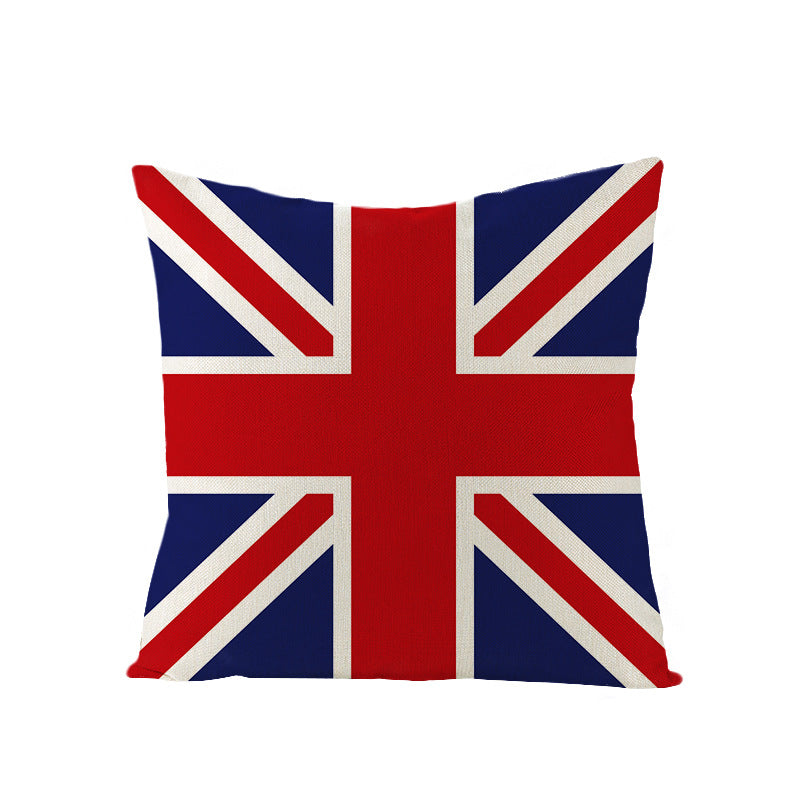 Decorative Cotton-Linen Pillow Cover with London Landmark Collage Print