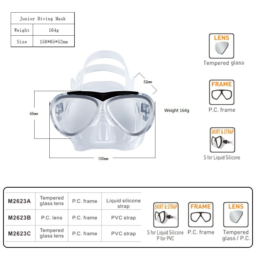 Diving mask with generous visibility and ergonomic design Stornfield