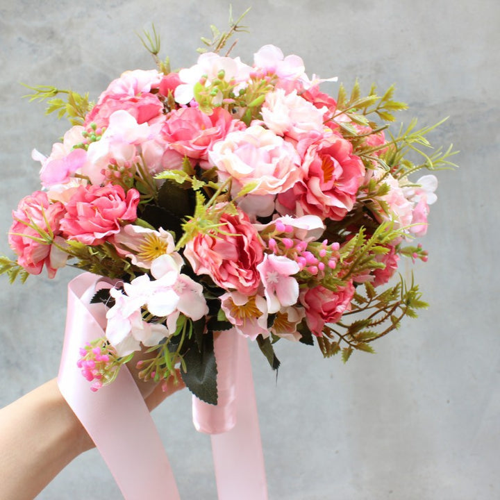 Lifelike Floral Bouquet with Silk Flowers