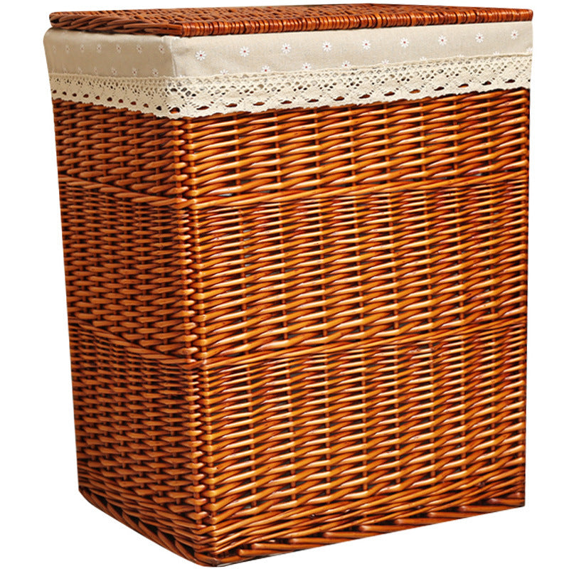 Women's laundry basket with decorative checkered fabric and practical lid Stornfield