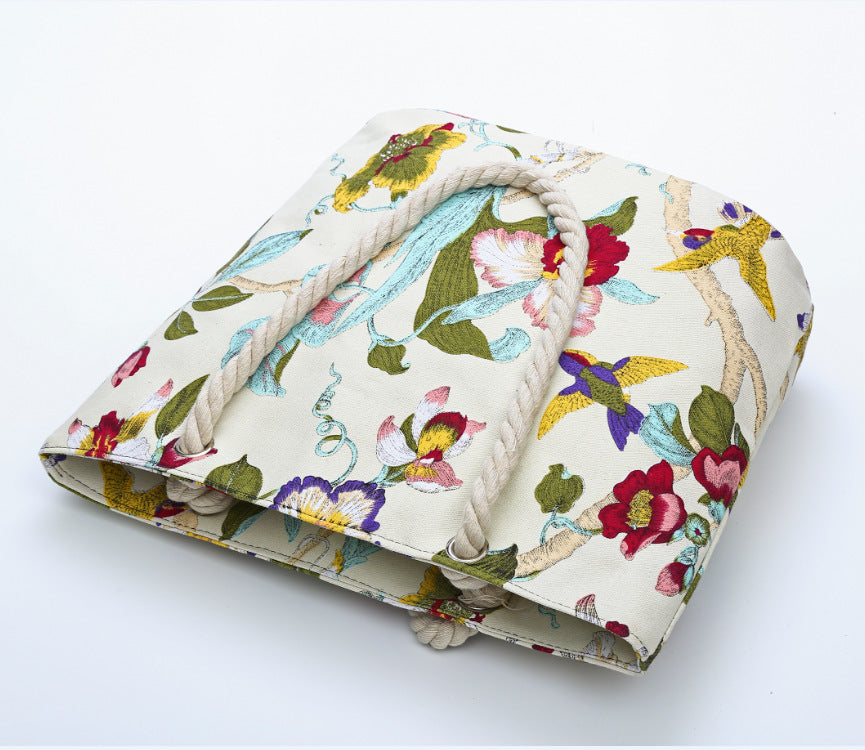 Elegant Beach Bag with Floral Embroidery Design Stornfield
